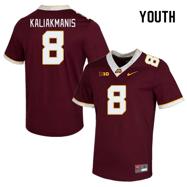 Youth #8 Athan Kaliakmanis Minnesota Golden Gophers College Football Jerseys Stitched-Maroon